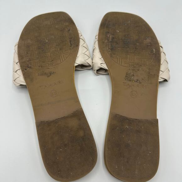 Tahari Slides 8.5 Woven Braided Strap Sandals Cream Beige Flat Slip‑On Minimal - Picture 11 of 12